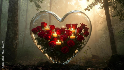 red heart in the night