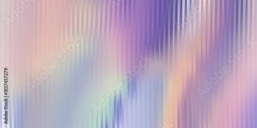 Abstract vertical reeded glass texture, soft pink purple gradient with frozen refraction. Ribbed pattern background, vector illustration