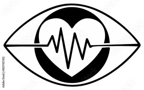 Heartbeat pulse graphic inside an eye medical concept illustration.