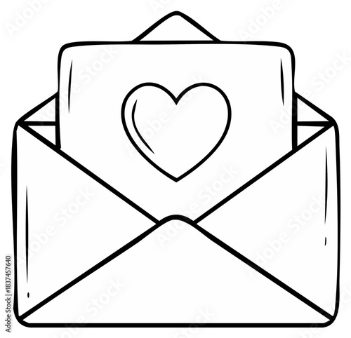 Love Letter Illustration with Heart Symbol for Valentine's day greeting card design