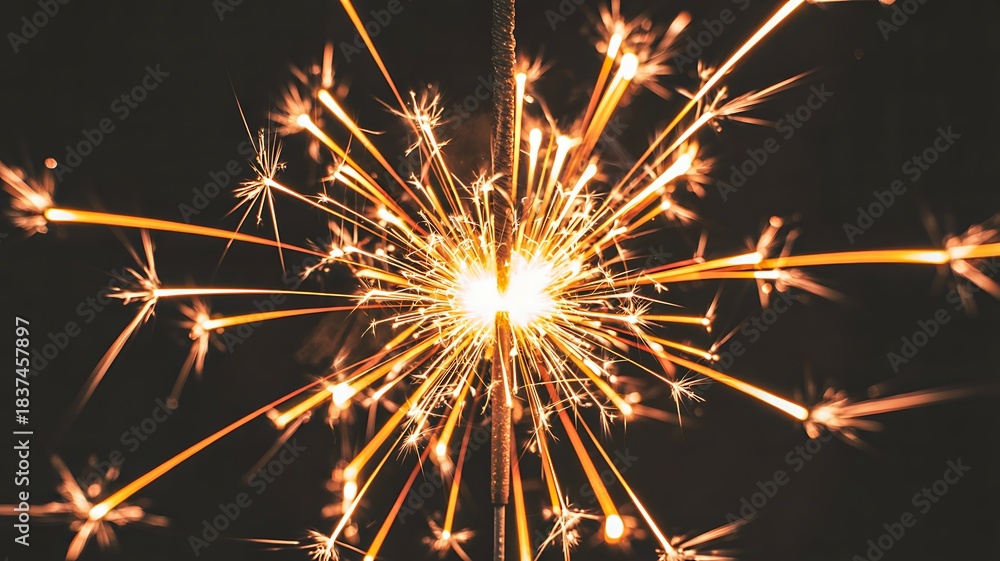 Fototapeta premium Bright Sparkler Firework on a Dark Background