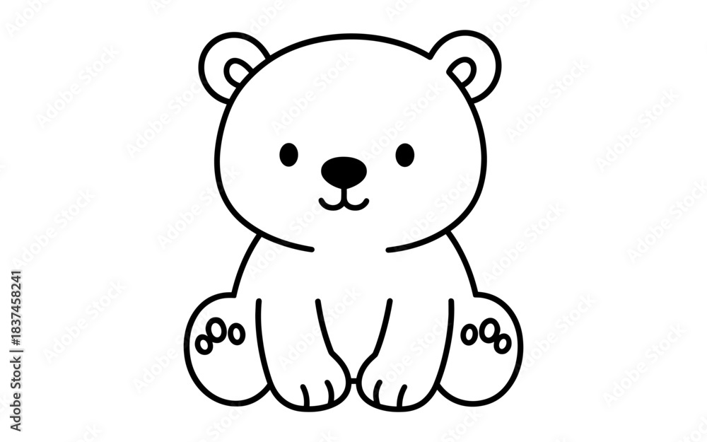 Fototapeta premium Adorable bear cub outline drawing for kids coloring activities