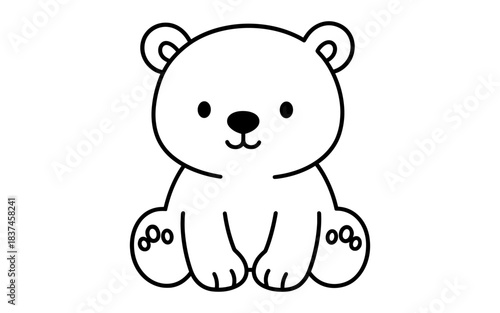Adorable bear cub outline drawing for kids coloring activities