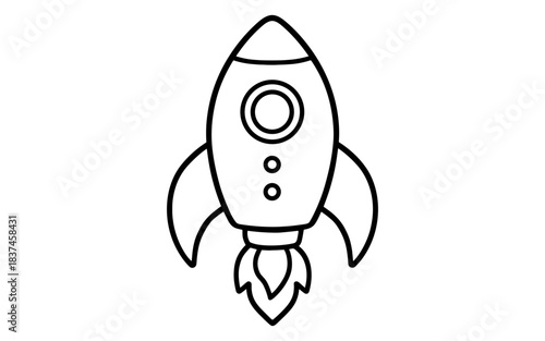 Simple outline of a rocket icon with minimalist style for design and branding