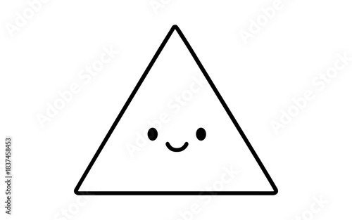 Smiling triangle character with cute facial features in simple design