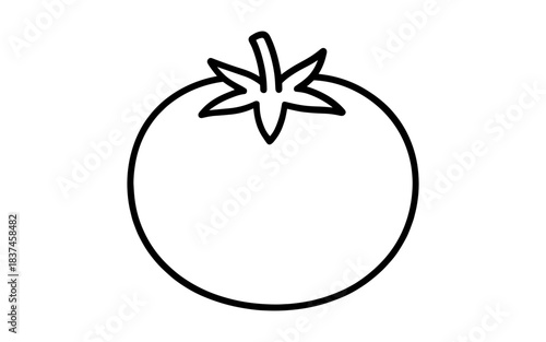 Minimalist outline of fresh tomato perfect for coloring projects