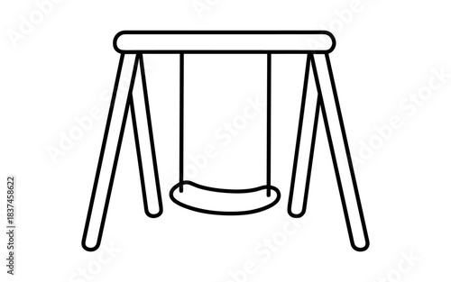 Simple playground swing outline with minimalist design for kids