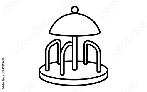 Simple line drawing of a playground merry-go-round
