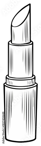 Stylized illustration of an open lipstick tube with a slanted tip, presented as a graphic drawing.
