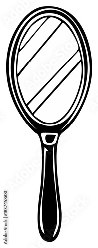Elegant Handheld Mirror Illustration Simple Beauty and Reflection Tool with Graceful Handle Design for Vanity