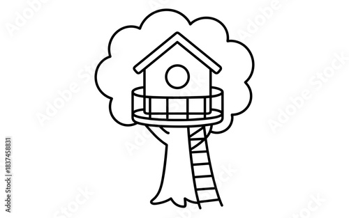 Outline treehouse with ladder: simple playhouse design