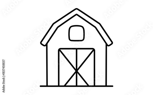 Simple linear outline of barn icon for farm and agriculture designs