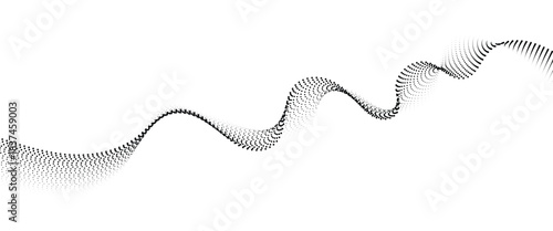 Flowing Dot Wave halftone gradient pattern on transparent background	