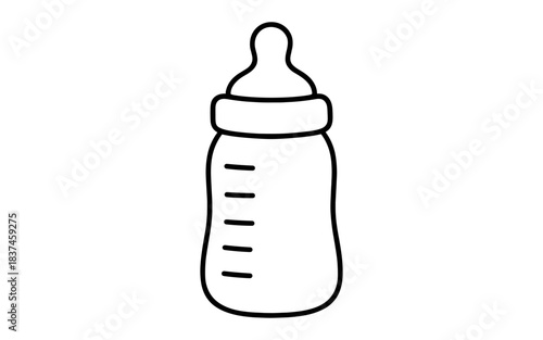 Simple outline baby bottle with measurement marks for infant care