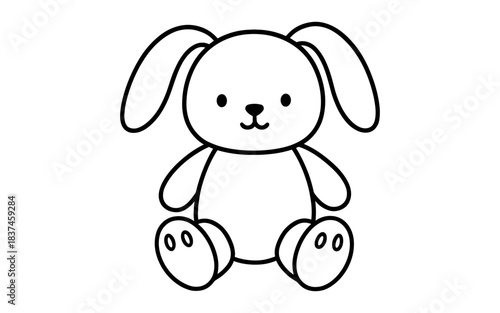 Cute linear bunny outline design for coloring books or crafts