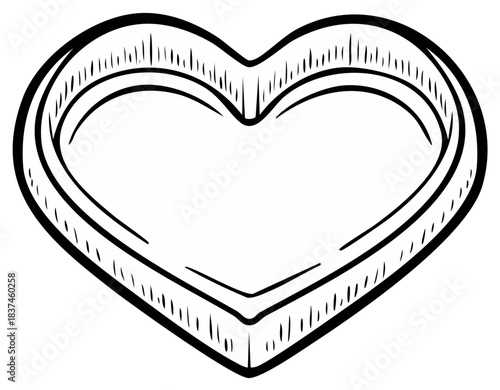 Hand drawn heart shaped cookie cutter sketch for Valentine's Day baking and love