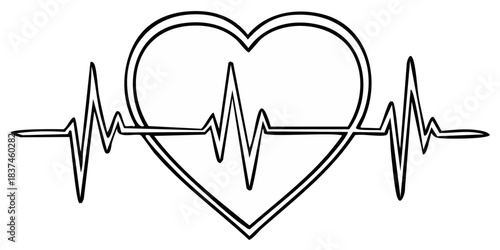 Heartbeat electrocardiogram line art symbol symbolizing health and life