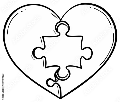 Heart Shaped Jigsaw Puzzle Outline Illustrating Love, Connection, and Completeness