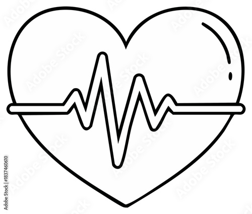 Simple Linear Heart Symbol Depicting Cardiogram for Medical and Healthcare Usage