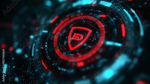 Futuristic Digital Shield Security Technology Abstract Background.