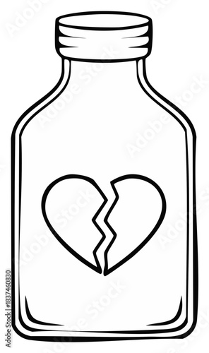 Broken Heart Inside a Bottle Symbolizing Unrequited Love or Lost Affection