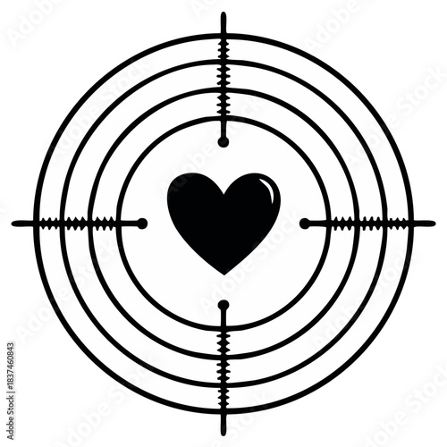 Heart in a Target Scope Representing Love Dating and Relationship Goals