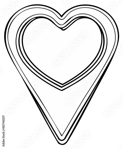 Heart-shaped map pin line art icon representing a favorite place or romantic destination