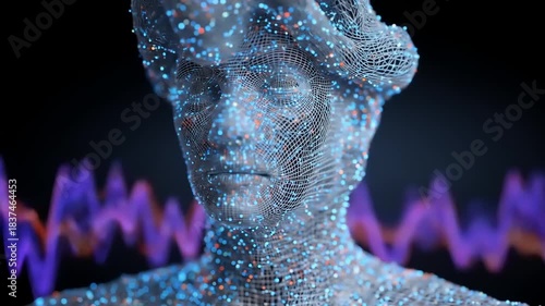 Abstract Digital Human with Brainwave Visuals - A Conceptual Exploration.