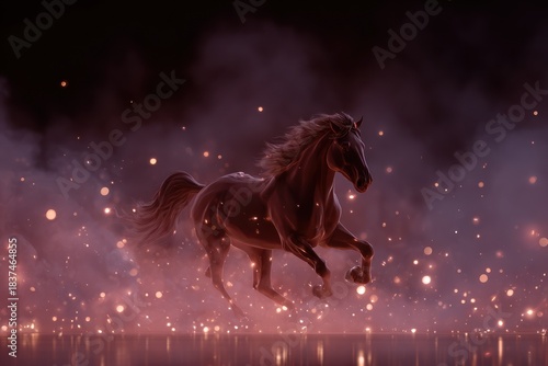 Stunning red horse gallops through glowing mist, celebrating Chinese New Year 2026