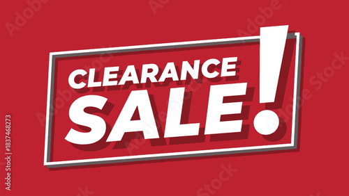 Bold Clearance Sale Banner with Large Exclamation and Modern Promotional Typography