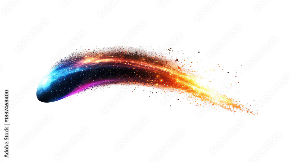 Obraz premium Spectacular Comet with Vibrant Tail on Transparent Background