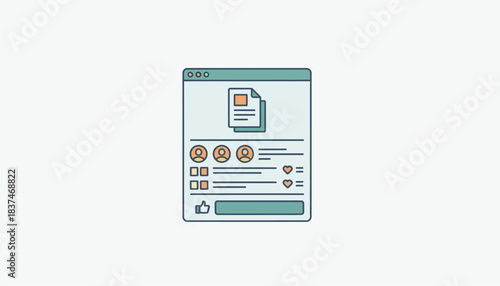 A stylized screenshot of a productivity app that integrates social features showing comments and likes on shared documents.