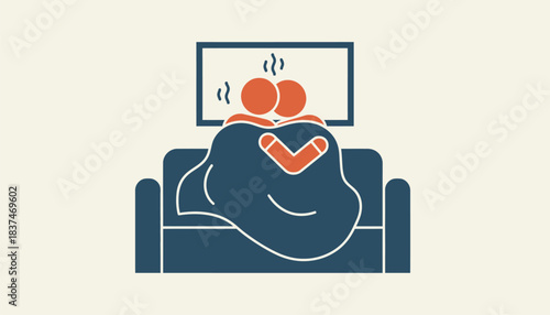 Two people cuddled together under a blanket watching a movie capturing moments of closeness through physical touch.