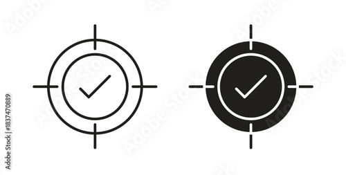 Accuracy icons, vector design. Silhouette and stroke icon collection