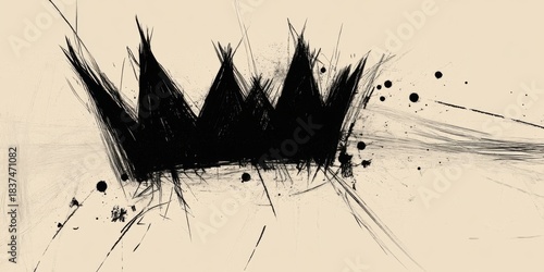An Abstract Crown Illustration Featuring Sharp Edges and Dynamic Splashes of Colorful Elements