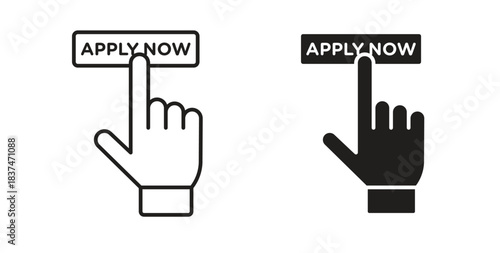 Apply icons, vector design. Silhouette and stroke icon collection