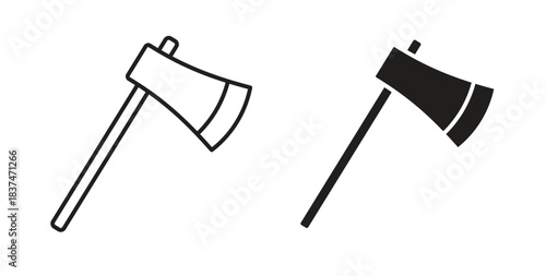 Axe icons, vector design. Silhouette and stroke icon collection