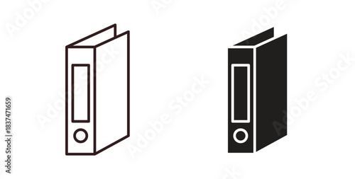 Binder icons, vector design. Silhouette and stroke icon collection