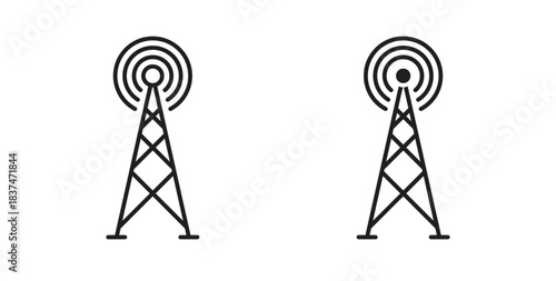 Broadcast icons, vector design. Silhouette and stroke icon collection