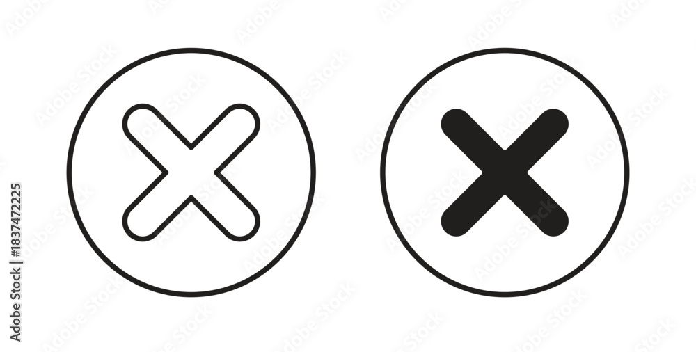 Fototapeta premium Cancel icons, vector design. Silhouette and stroke icon collection