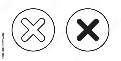 Cancel icons, vector design. Silhouette and stroke icon collection