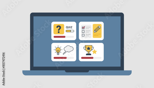 A closeup of a laptop screen displaying interactive quizzes and assignments showcasing engaging online educational tools.