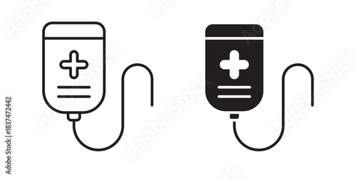 Chemotherapy icons, vector design. Silhouette and stroke icon collection