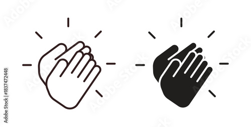 Clap icons, vector design. Silhouette and stroke icon collection