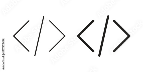 Code icons, vector design. Silhouette and stroke icon collection