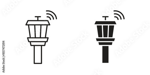 Control Tower icons, vector design. Silhouette and stroke icon collection
