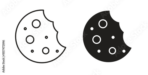Cookie icons, vector design. Silhouette and stroke icon collection