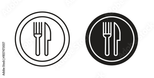 Cutlery icons, vector design. Silhouette and stroke icon collection