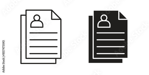 CV icons, vector design. Silhouette and stroke icon collection