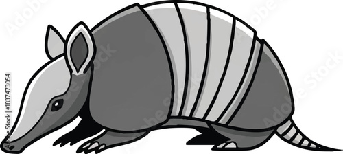 Armadillo Illustration A Detailed Depiction of the Armored Mammal in Black and White.